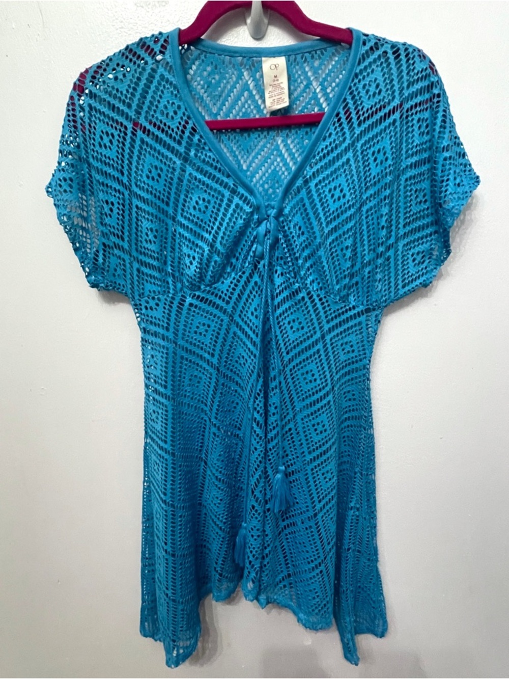 Y2K Teal Cover Up swim Mesh Blue Vacation